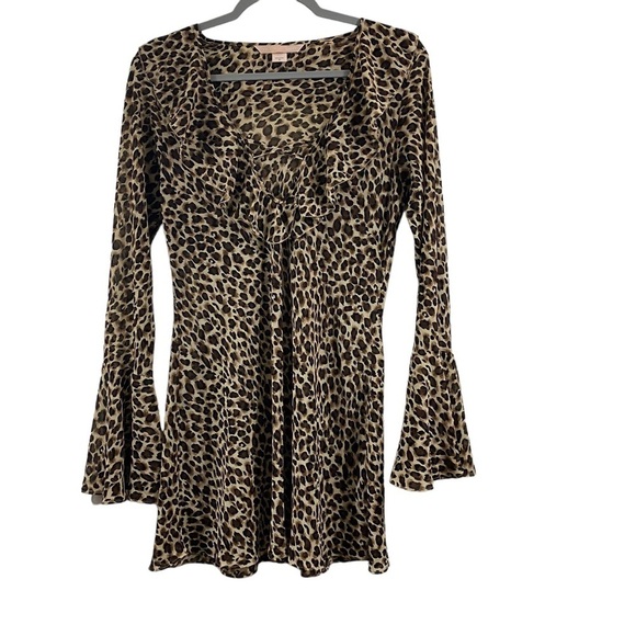 Victoria’s Secret Vintage Leopard Mini Dress Night Gown Cover Up Y2K Size Small - Picture 1 of 10